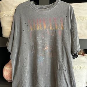 Distressed + Faded Oversize Nirvana T-Shirt